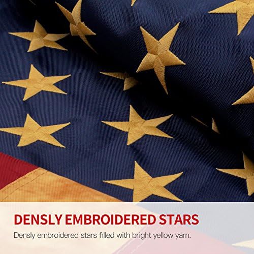 ANLEY Vintage Style Tea Stained American Flag 3x5 Foot - Embroidered Stars and Sewn Stripes - 4 Rows of Lock Stitching - Antiqued US National Banner Flags with Brass Grommets 3 X 5 Ft