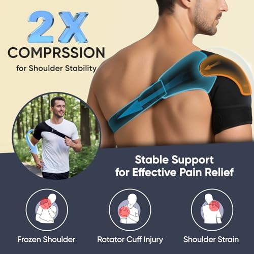 1 PC Shoulder Brace for Men and Women for Pain Relief - Shoulder Support & Compression Sleeve for Torn Rotator Cuff, AC Joint, Dislocation - Adjustable Design (Black, Size S)