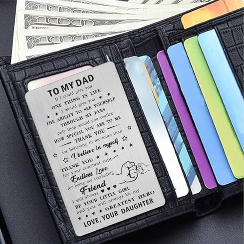 Gifts for Dad - Thank You Dad Gifts from Daughter, Best Daddy Gift, Daddy Engraved Wallet Card Gift for Fathers Day Birthday