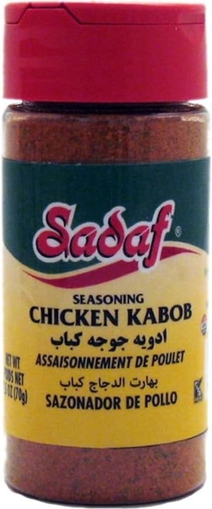 Sadaf Chicken Kabob Seasoning - Chicken Seasoning for Cooking and Food Flavoring - Kebab Spice - Kosher- 2.5 Oz Bottle With Shaker Top