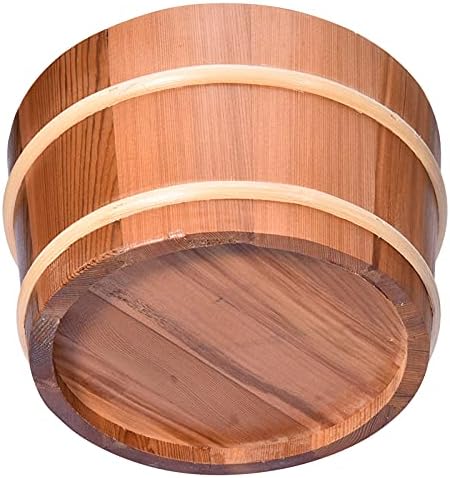 AIZYR Sauna Wooden Bucket and Ladle Kit - Handmade Sauna Spa Accessory with Plastic Liner for Family Sauna Bath