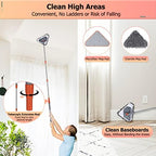Wall Cleaner 98 Inch Wall Cleaner with Long Handle,HoMerit Wall Cleaner Mop 360° Rotatable Adjustable Cleaning Mop,Ceiling Dust Mop,Wall Cleaning Tool for Walls/Baseboard/Floors,6 Replacement Pads