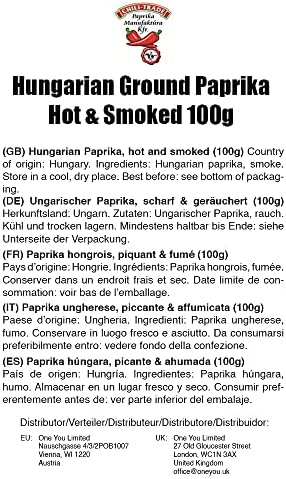 Hungarian Paprika Premium Quality Sweet/Hot/Smoked (Origin: Kalocsa,Hungary) (Hot & Smoked, 100g)