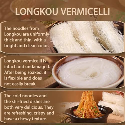7.05oz Longkou Vermicelli Rice Noodles,Authentic Asian Made From Mung Bean Noodles,龙口粉丝,Quick Cook (3 Minutes)