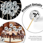 24 PCS Disco Ball Cupcake Toppers, Small Disco Ball Cake Picks 1970s Disco Theme Cake Decorations for Birthday Party Favor