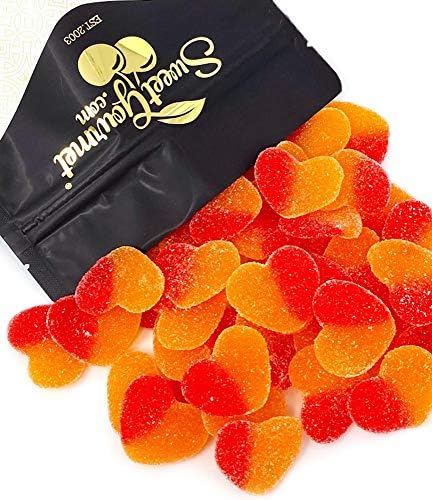 SweetGourmet Juicy Peach Hearts Gummy | Bulk Sanded Candy | 1 Pound