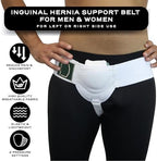 Abdomencare Inguinal Hernia Belt for Men & Women – Hernia Support for Men Inguinal with 2 Compression Pads – Left or Right Side Hernia Truss – Hernia Groin Support With Adjustable Straps – S/M