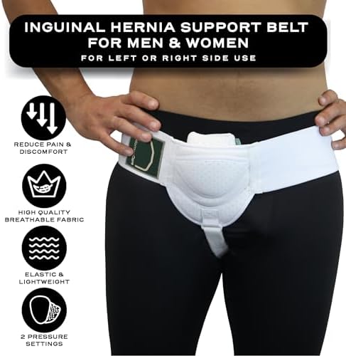 Abdomencare Inguinal Hernia Belt for Men & Women – Hernia Support for Men Inguinal with 2 Compression Pads – Left or Right Side Hernia Truss – Hernia Groin Support With Adjustable Straps – S/M