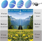Sports Color-Changing Multi-Focal Reading Glasses, Color-Changing Anti-Blue Light Presbyopia Glasses (2.0X,Black+Gray)