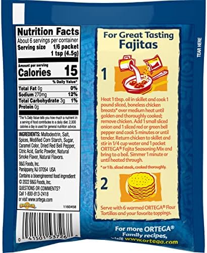 Ortega Seasoning Mix, Fajita, 1 Ounce (Pack of 12)