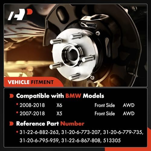 A-Premium 2 x Front Wheel Bearing and Hub Assembly Compatible with BMW X5 2007-2018, X6 2008-2018, AWD Only