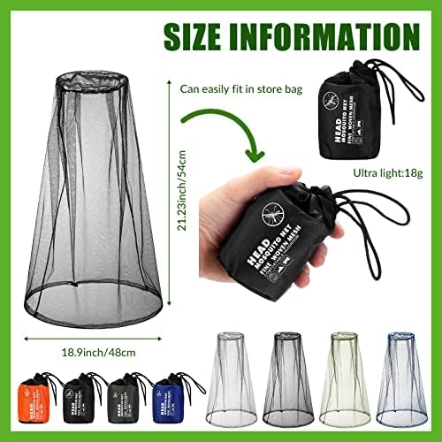 HESTYA 4 Pack Mosquito Bug Net Mesh for Head Mosquito Net Face Fly Netting Hood from Insect Bugs Gnats for Outdoor