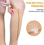 Compression Socks Stretchy Zipper Leg Support Open Toe Knee Stockings Unisex (3 Pairs)(XXL)