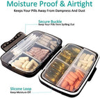 Travel Pill Organizer Large Portable Medication Organizer, Fullicon Oversize 8 Compartment Pill Box, Vitamin Travel Case Pill Holder - Airtight & Moistureproof (Blue)