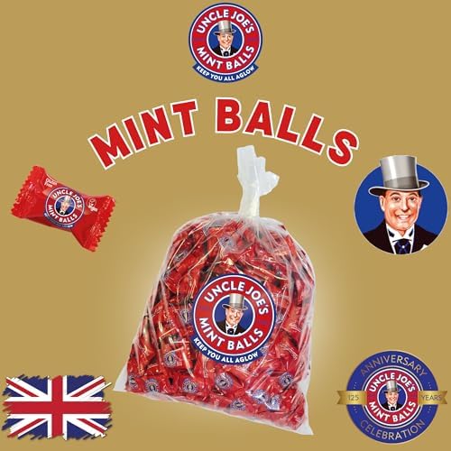 Uncle Joe’s Mint Balls Bulk Bag 2kg (4.41 lbs) | All Natural, Vegan, Gluten Free British Candy | Real Peppermint Oil Hard Candy | Individually Wrapped English Mints | Imported UK Breath Mints to Share