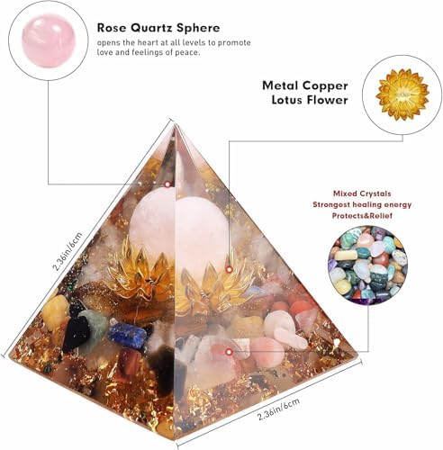 New Inspirational Crystal Pyramid Orgone Pyramids Flower of Life with Mix Quartz Energy Pyramid Generator for Protection Meditation Orgonite Pyramids