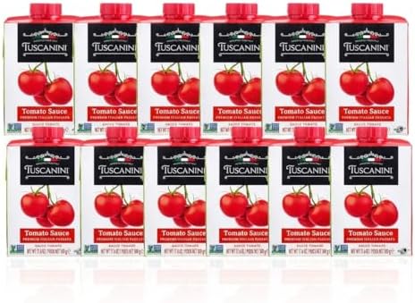 Tuscanini Premium Italian Passata Tomato Sauce, 17.6oz (Pack of 12) | Resealable BPA-Free Cartons | Smooth Strained Tomatoes | No Sugar Added, Non-GMO | Product of Italy