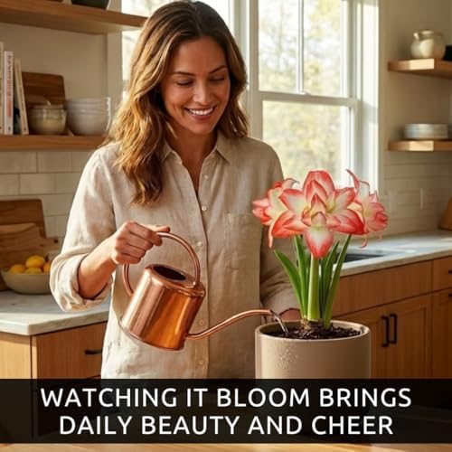 Premium Double Dream Amaryllis Bulb – Top Size 36–38 cm | Soft Pink Double Blooms with Delicate Veining | Indoor Holiday Flowering Bulb | Easy to Grow Gift Plant