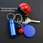 AKOAK 2 Pcs Colorful Round Aluminum Alloy Pill Bottle, Emergency Jar, Waterproof Outdoor Travel Portable Pill Bottle Key Chain (Dark Blue)