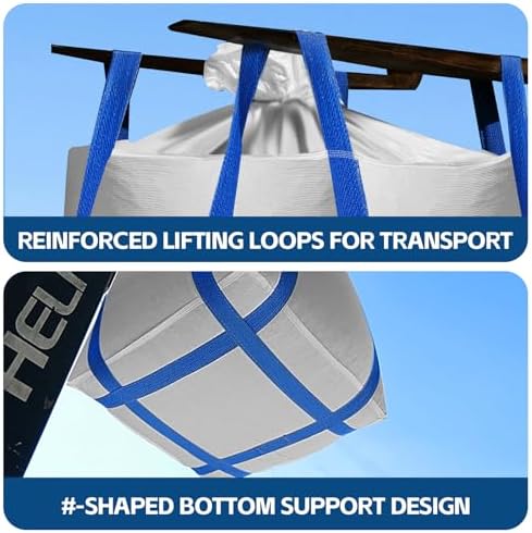 FIBC Bulk Bags,Holds up to 4400 lbs Construction Bags Heavy Duty,210-Gallon Woven Polypropylene Dumpster Bag for Industry Agriculture and Construction,Sealable Top