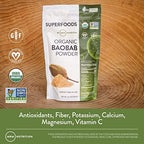 MRM Organic Baobab Powder - For Women & Men - USDA Organic Baobab Fruit Powder Superfood with Fiber, Antioxidants & Vitamin C for Smoothies, Juices & Daily Nutrition, Vegan, Gluten-Free - 40 Servings