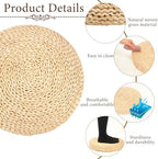 Barydat 6 Pcs Floor Cushions Round Large Pillow Seating Meditation Floor Pillow Boho Natural Woven Seat Cushion Japanese Tatami Cushion for Yoga Room Balcony Chair Pad, 15.75 Inch