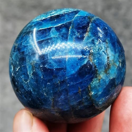 AtkitS Beautiful Natural Blue Apatite Stone Sphere Crystal Reiki Healing Ball (Size : 200-250g)