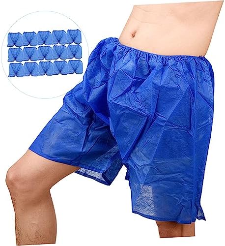 15pcs Disposable Men Underwear Briefs Non-woven Pajamas for Travel Sauna Blue