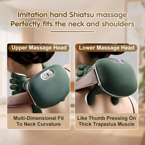Siasoo Neck Massager With Heat-Wireless Portable Shiatsu Neck and Shoulder Deep Tissue 4D Kneading Back Massage With Fingers,Simulated Human Hand Design Muscle Relax Massager Mothers Day Gifts For Mom