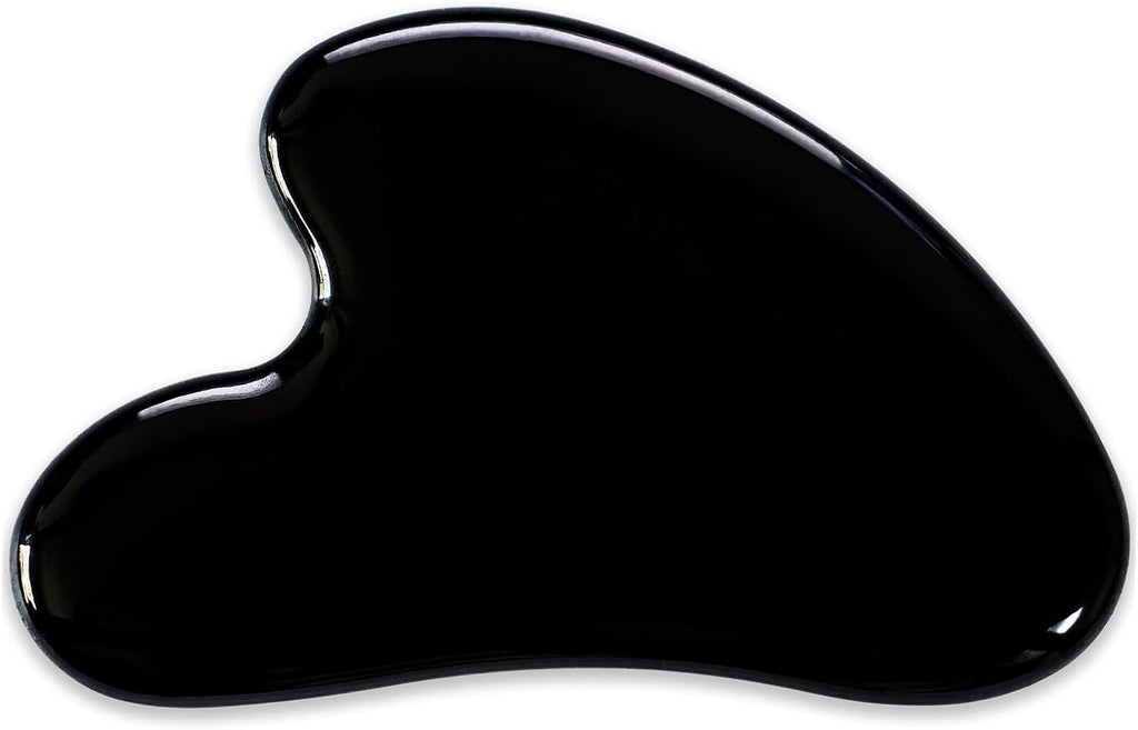 Gua Sha Jade Stone Gua Sha Massage Tool, Guasha Tool for Face and Body Skin Massage. Tools for SPA Acupuncture, Pink Stone for Body Face Neck and Eye, Skin Care Gift for Woman (Black)