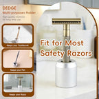 DEDGE Safety Razor Stand Matte Silver-Razor Holder Stand-Double Edge Safety Razor Stand-Shaver Holder for Bathroom Accessory-Opening Dimension is 1.7cm/0.67"