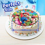 7.5 Inch Classic Video Game Brother Cake Topper – Round Edible Birthday Cake Decorations, Happy Birthday Cake