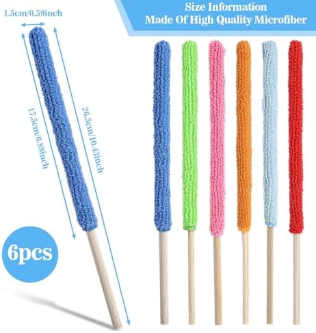 6 Pcs Microfiber Detail Duster Sticks Fan Cleaning Brush Fan Blade Cleaner Crevice Cleaning Tool Mini Split Cleaning Kit Car Air Vent Cleaner Fan Clean Brush for Home Car Window Blind
