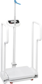 Medical Grade Digital Scale with Handles for Elderly, Height and Weight Scale for Doctor Office, Scale with Height Measurement, 485lbs Weight Capacity, HD LED Display, USB Rechargeable