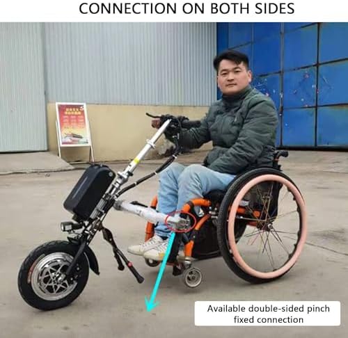 500W Electric Handcycle Wheelchair Attachment, Wheelchair Pull Device with 48v17ah Battery, 3 Speed Wheelchair Conversion Kit, Range 65km,A