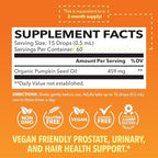 Pumpkin Seed Oil - USDA Organic - Cold Pressed for Hair, Prostate, and Hormone Support - 2 Month Supply - Liquid Drops for Men and Women - Vegan, Non-GMO, and Gluten Free - Unflavored, 1 Fl Oz