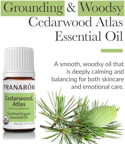 Pranarom - Cedarwood, Atlas Essential Oil 5ml - for Skincare Enthusiasts - Moisturizing Skin After Showering - Calming Woodsy Aroma - 100% Pure, Certified Organic