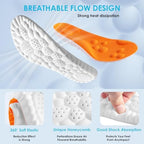4D Cloud Steppers Insoles for Men and Women - Shock Absorption Inserts, Soft Anti-Fatigue, Relieve Foot Pain, Memory Foam Insoles for Shoes, Boots & Sneakers (Orange, Men: US 4-7/ Women: US 5-8.5)