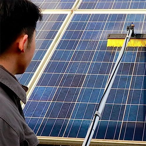 Water Fed Pole Kit Water Fed Brush, Solar Panel Cleaning Brush with Extension Rod, Solar Panel Brush and Pole for Cleaning Photovoltaic and Solar Panels and Other Cleaning Activities. Yellow