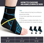 Ankle Brace for Sprained Ankle: Plantar Fasciitis and Achilles Tendonitis Relief, Heel Support for Men and Women with Strap for Foot Swelling and Compression (Single, Black Blue, Medium)