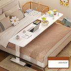 Overbed Table with 360° Wheels, Height Adjustable, Over Bed Table w/Heavy Duty Steel Leg, Standing Mobile Bed Desk