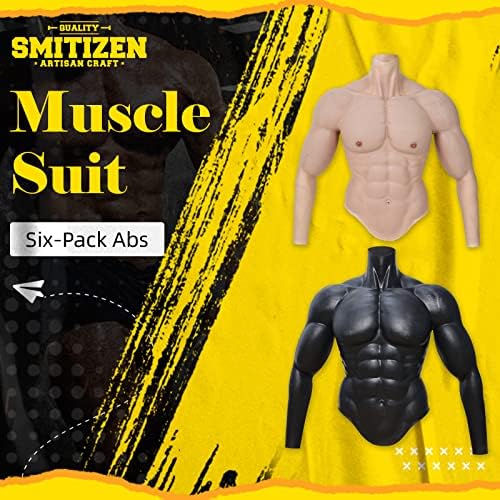 SMITIZEN Silicone Muscle Suit Silicone Male Chest with Arms Realistic Male Fake Muscle Costume for Cosplay Halloween Carnival