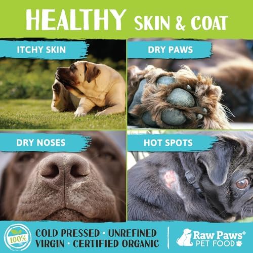 Raw Paws Virgin Organic Coconut Oil for Dogs & Cats, 16-oz - Treatment for Itchy Skin, Dry Nose, Paws - Hot Spot Lotion - Natural Hairball Remedy for Cats