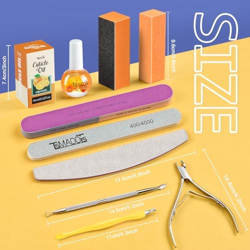 TsMADDTs Manicure Kit for Women with Nail Files, Buffer Blocks, Polishing Buffers, Cuticle Nipper, Pusher and Cuticle Oil