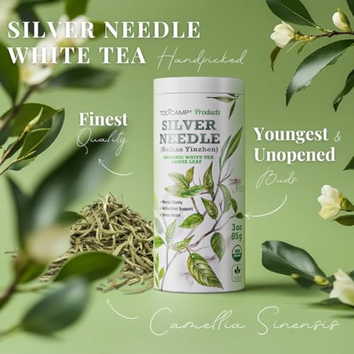 TODICAMP Premium Silver Needle Tea - 3 oz of Premium White Tea Loose Leaf