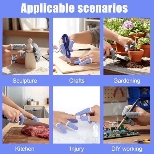 12 PCS Cut Resistant Finger Cots Finger Protector Guards for Cutting Food Reusable Fingers Sleeve Protection Cut Food Resistant Fingers Protector for Cutting Kitchen Grinding Garden Sculpture