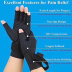 2 Pairs Copper Arthritis Gloves for Women Men, Fingerless Compression Gloves Relieve Hand Pain, Typing Gloves for Arthritis, Carpal Tunnel, Tendonitis, RSI with Adjustable Wrist Strap (Small/Medium)