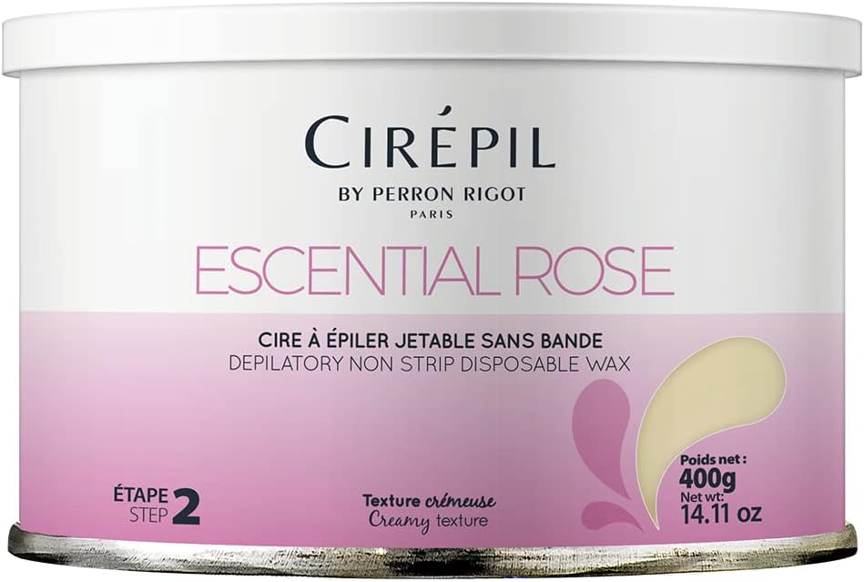 Cirepil - Escential Rose - 400g / 14.11 oz Hard Wax Tin - Creamy Stripless Wax for Sensitive Areas - Effective on Short & Shaved Hair - Professional Body & Bikini Depilatory Refill