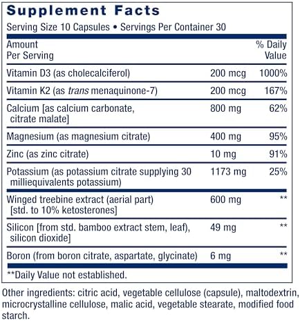 Life Extension Dr. Strum's Intensive Bone Formula, Cissus quadrangularis, Calcium, Vitamin D3, K2, Magnesium, zinc, Potassium, Boron, Bone Health Support Formula, Gluten Free, Non-GMO, 300 Capsules