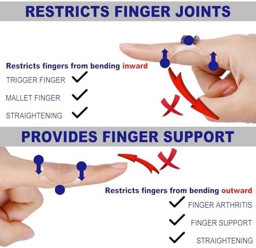 10Pcs Clear Oval Finger Splints & Sleeves Kit, 6 Graduated Trigger Finger Splint & 4 Finger Sleeves for Trigger/Mallet/Arthritis/Straightening, Finger Brace Support for Thumb/Middle/Ring/Index/Pinky (Size 4,5,6,7,8,9)